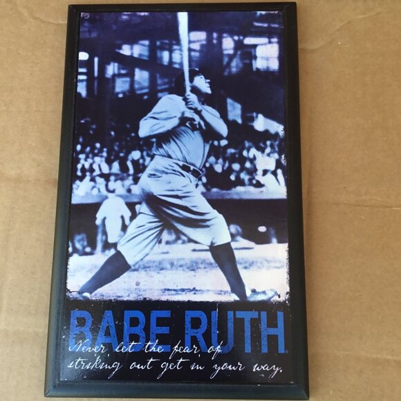 Babe Ruth Inspirational Wall Art Plaque With Quote & Vintage Baseball Design - Picture 2 of 5